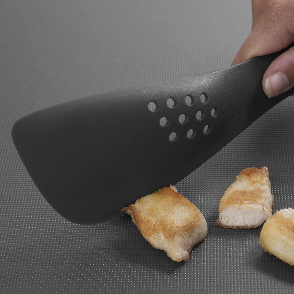 Joseph Joseph - Uni-tool 5-in-1 Silicone Kitchen Utensil, Slotted Spoon, Turner, Cutting Tool, Solid Spoon and Spatula in one- Grey