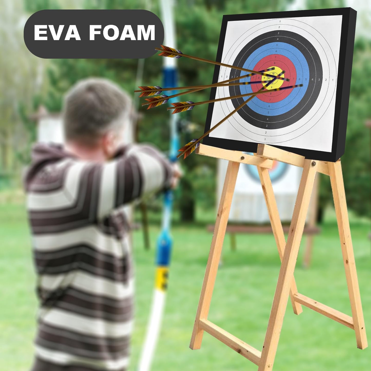2Pcs 20'' Foam Archery Target, High-Density EVA Archery Targets for Backyard, Archery Target Block with 10pcs Targets Paper, 8pcs Target Pins, Arrow Puller (Foam Target)