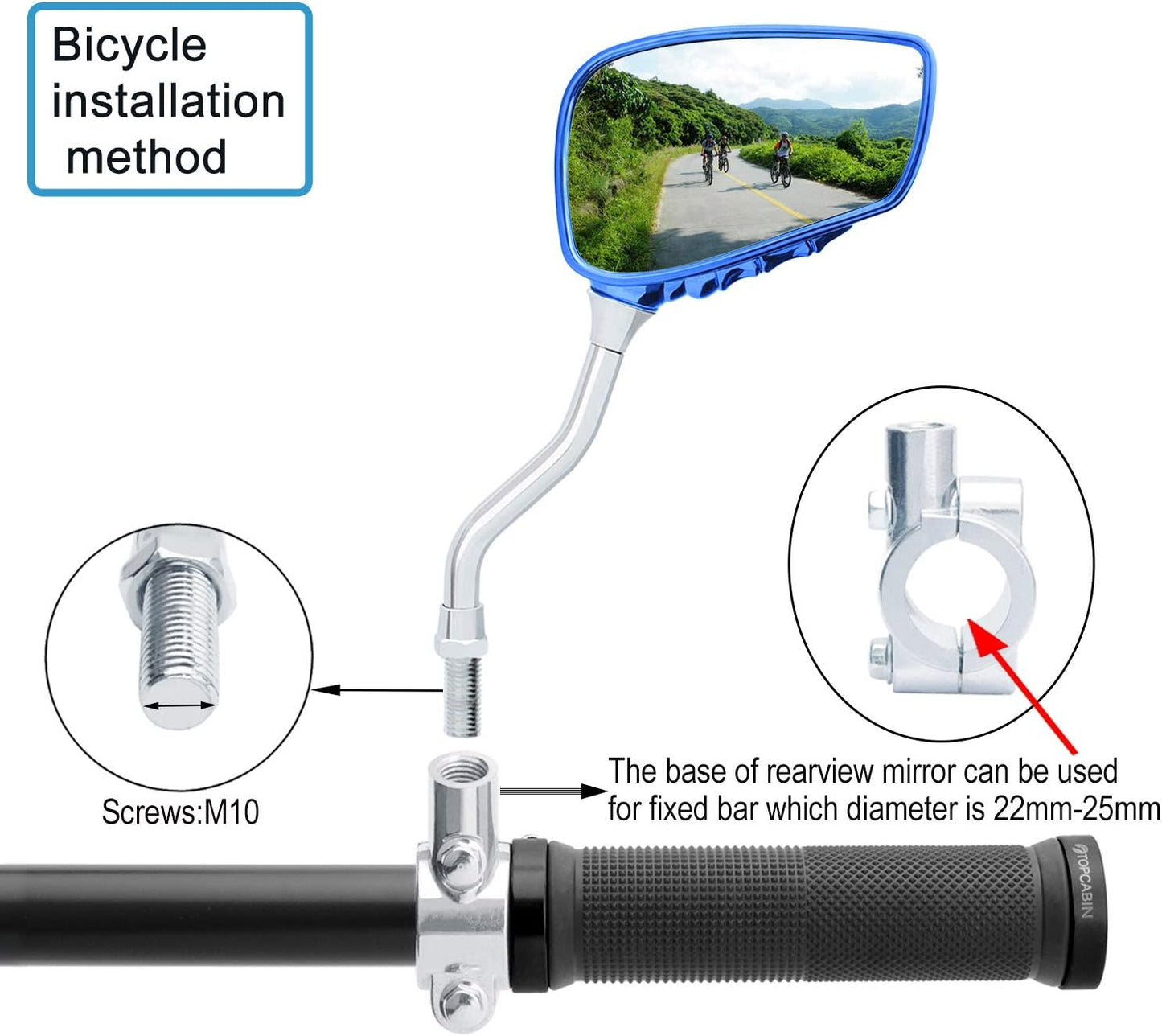 1 Pair Bicycle Mirror,Big View Bike Rear View Mirror Blindsight Multi Angle Adjustable Bike Mirror Billet Aluminum Chrome Plated Outside Skull Claw Style Also suitable for motorcycle mirror