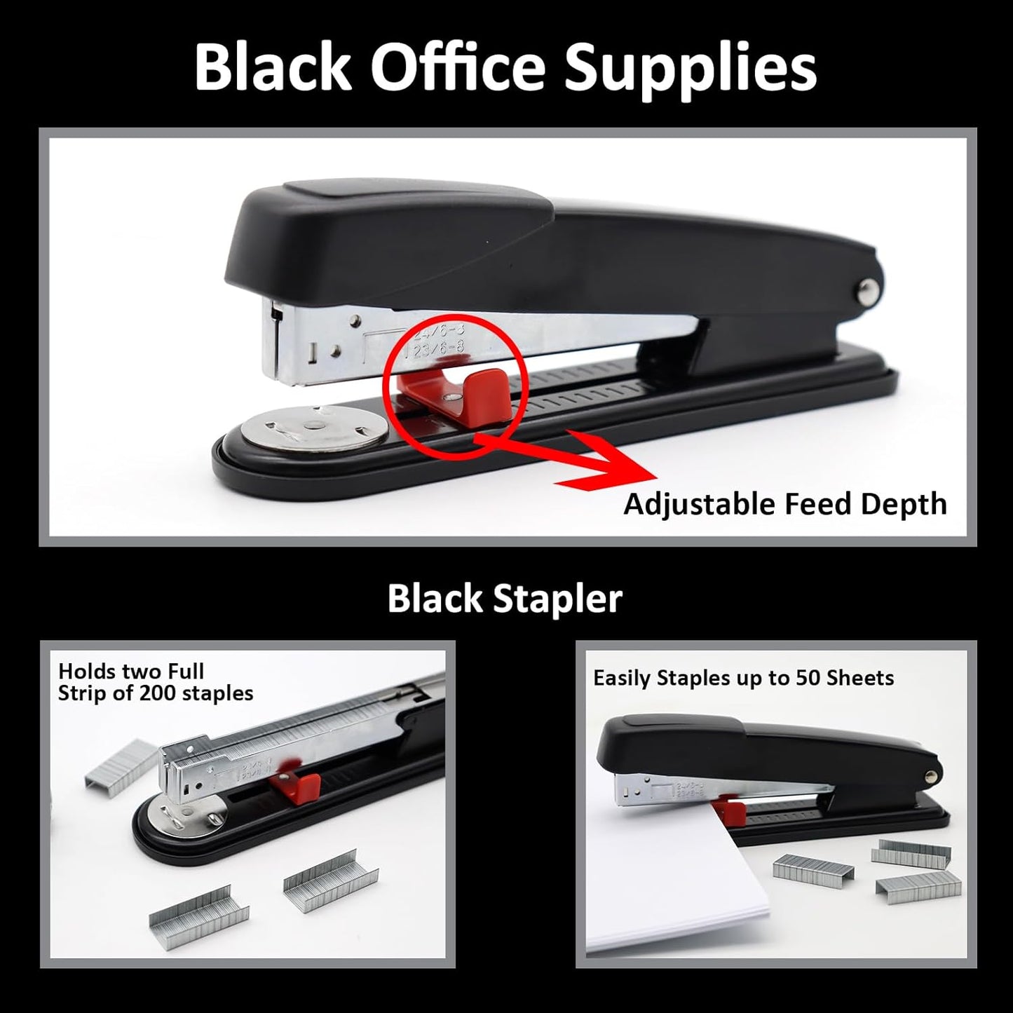 White Office Supplies, UPIHO White Desk Accessories, Stapler and Tape Dispenser Set for Women with Stapler,Tape Dispenser, Staple Remover, Staples,Scissor and Tabs for Students Office Clerks