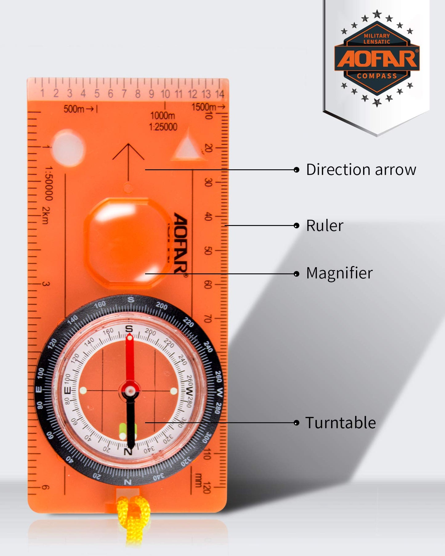 AOFAR Magnesium Fire Starter AF-374 (2-Pack) and Compass AF-5C for Camping, Hiking, Hunting, Backpacking