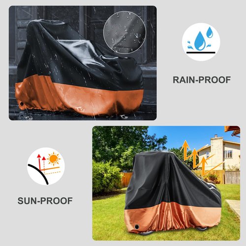 H&ZT Bike Cover For Adult Tricycle, Outdoor Waterproof Cover for 2 bikes or 1 Tricycle or 1 Motorcycle, Storable Portable Lightweight Waterproof and UV resistant with carry bag
