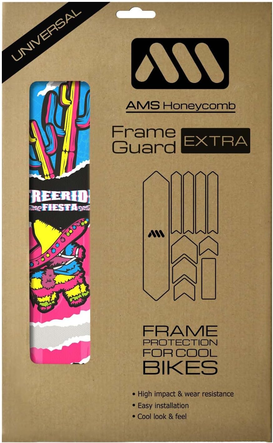 All Mountain Style Bike Frame Protector Extra - Universal Fit, 10-Piece Set for Down Tube, Chainstay, Cable Wear, High-Impact Honeycomb PVC