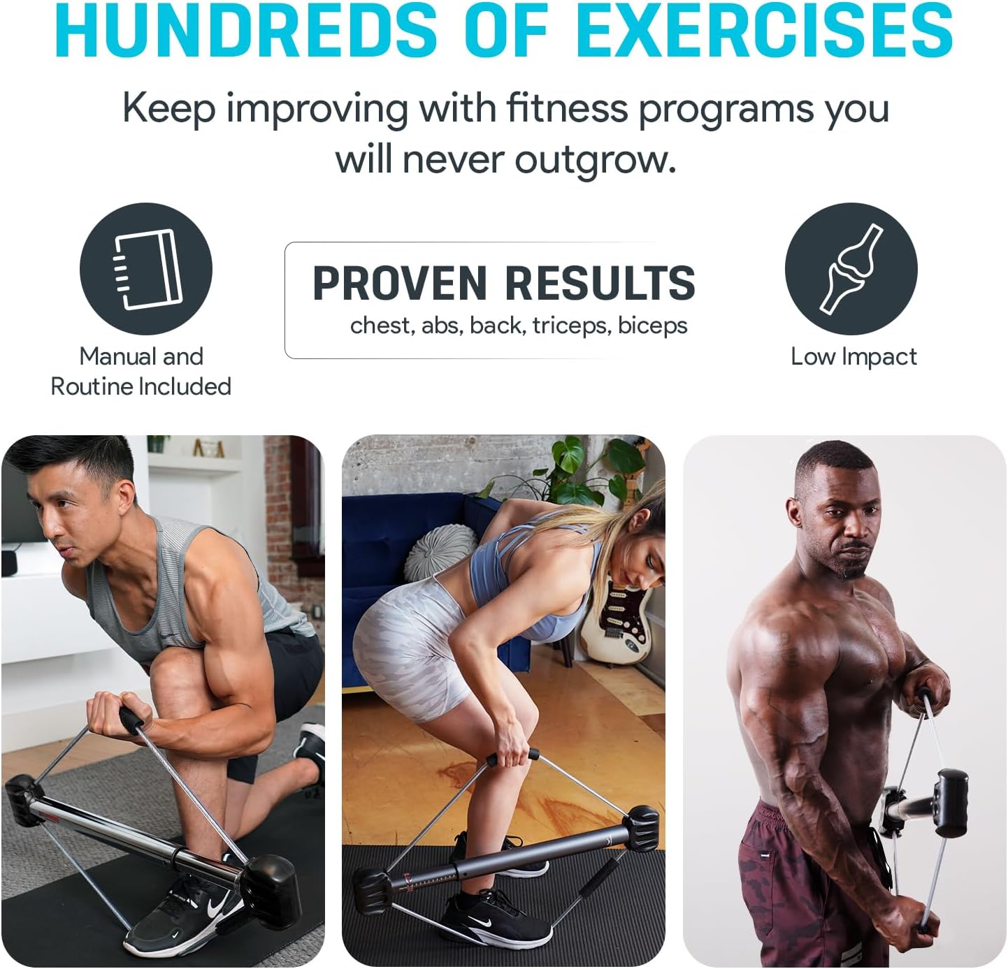 Bullworker Bow Classic 36" Isometric Exercise Equipment, Portable Strength Training at Home Gym Equipment for Back, Shoulder, Chest, Biceps, Abs, Arm, Ab Workout, All in One Exerciser for Men & Women