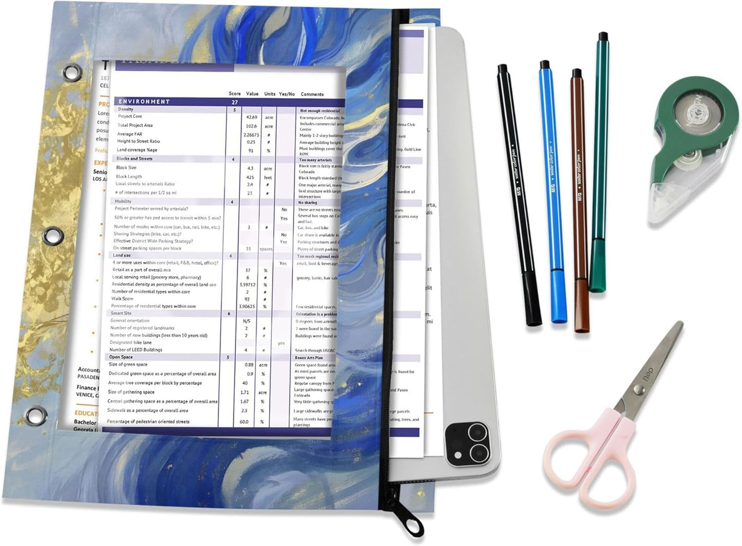 Largemouth Bass Fish 2 Pack 3 Ring Binder Pocket A4 Size Binder Pouches Clear PVC Loose Leaf Folder Sleeves Storage Bags for Files, Documents