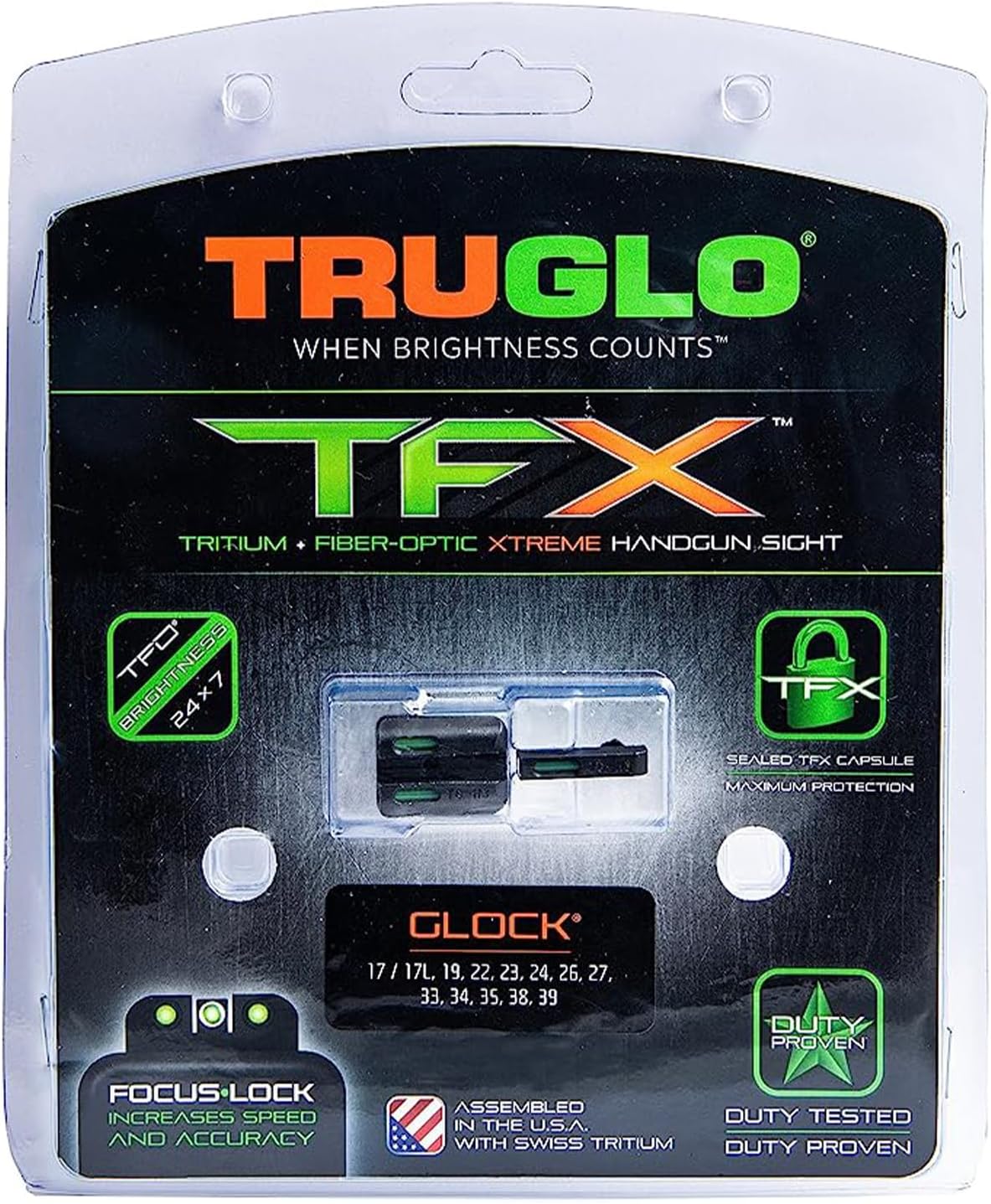 TRUGLO TFX Handgun Sight | Durable Shock-Resistant Compact Brightly Glowing Tritium & Fiber-Optic Xtreme Day/Night Sight for Handguns