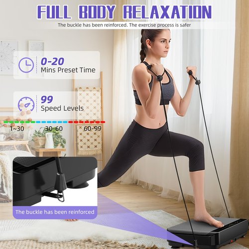 Vibration Plate Exercise Machine | with Bluetooth for Lymphatic Drainage | 400lbs Capacity with 9 Preset Modes & 99 Speed | Home Gym Equipment for Whole Body Vibrating Workout | Weight Loss & Toning