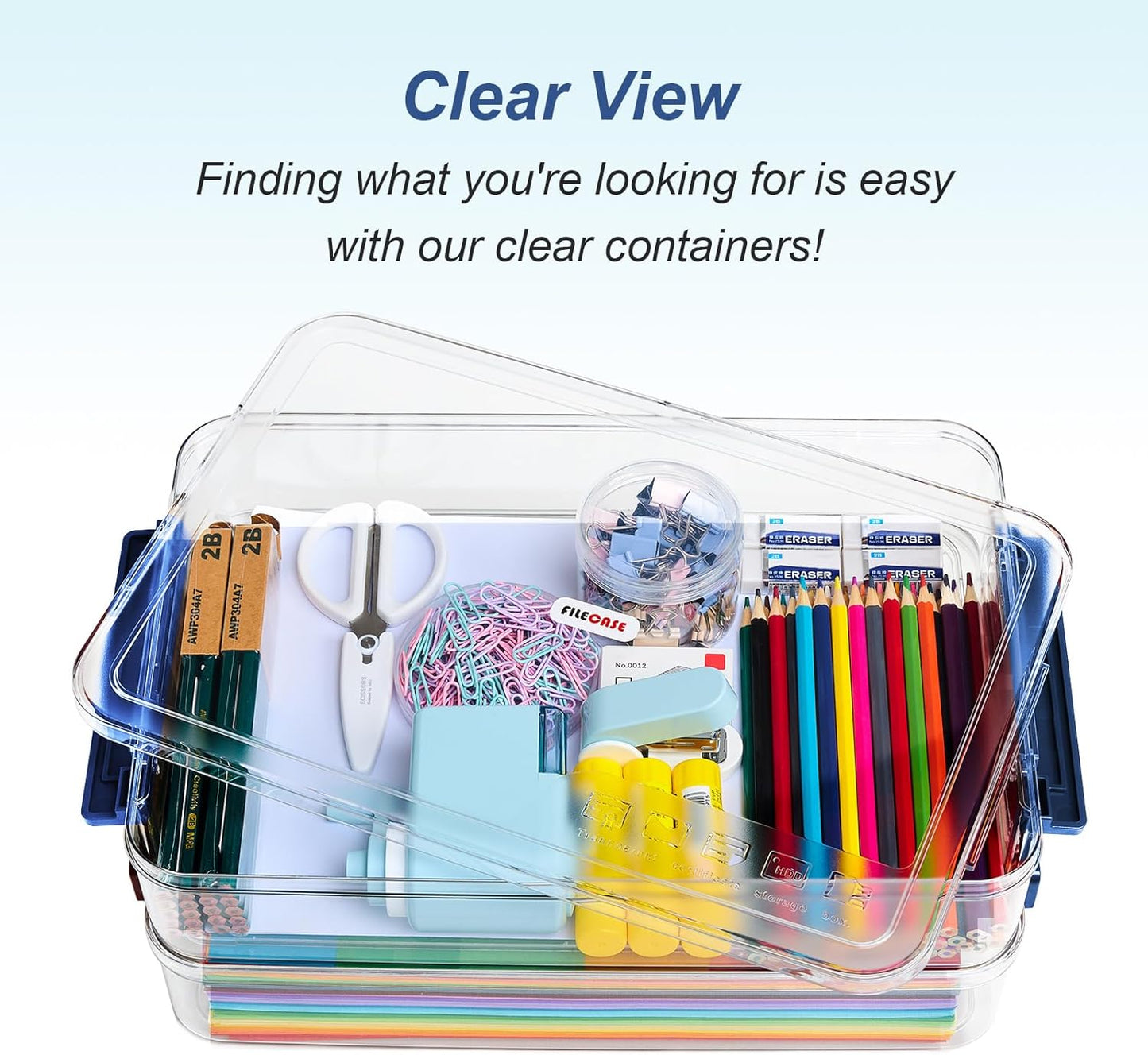 2 Pcs 5.5qt 9 x 13 Plastic Portable Project Case With Snap-Tight Latch Clear Stackable Storage Box With Lids Organizer Container For A4 File Photo Documents Scrapbook Craft Art Supplies