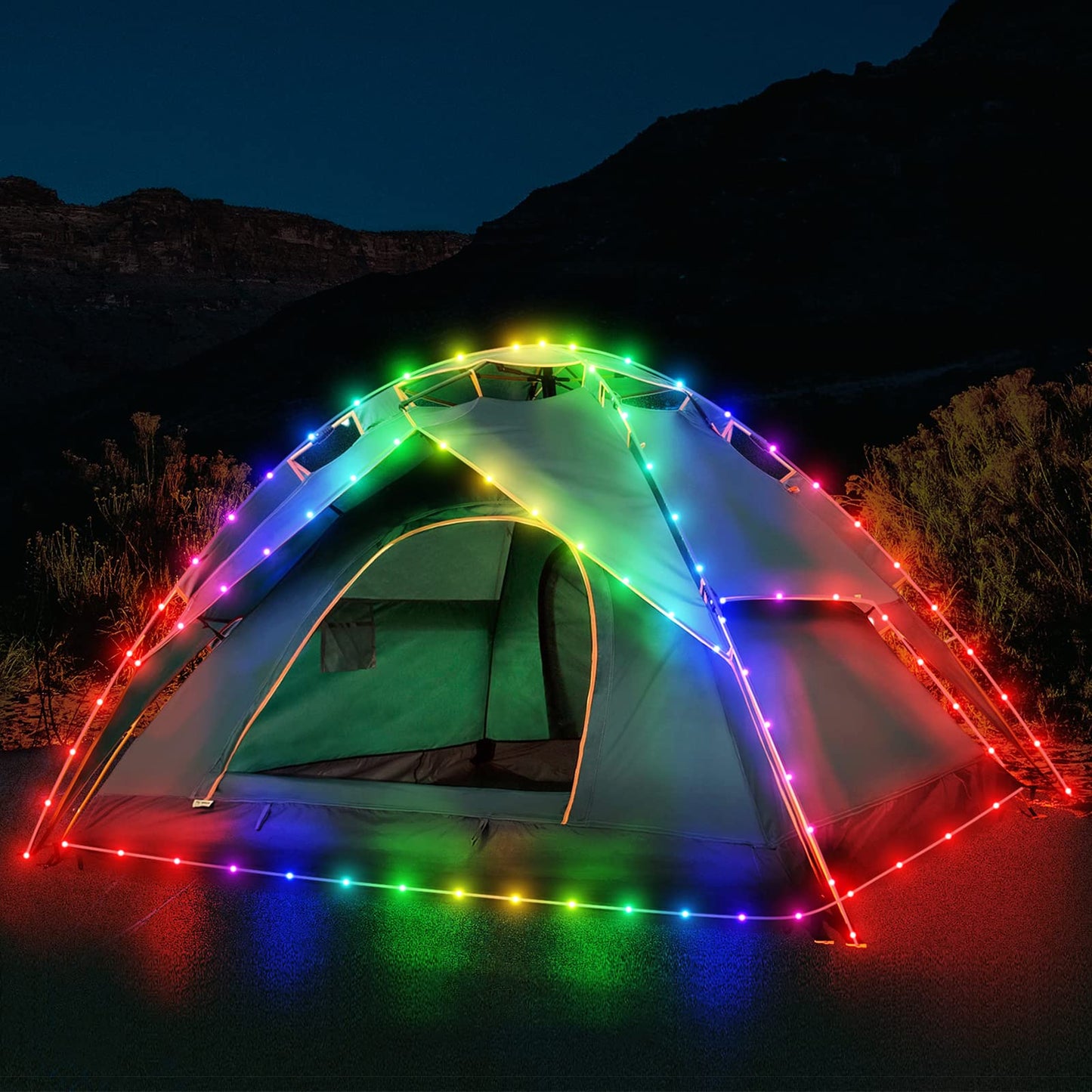 Camping Tent String Lights, 40Ft 120 LEDs 8 Modes Color Changing LED Rope Lights Battery Powered with Remote Control, Outdoor Waterproof LED Tent Light Great for Camping, Canopy, Hammock, Trampoline