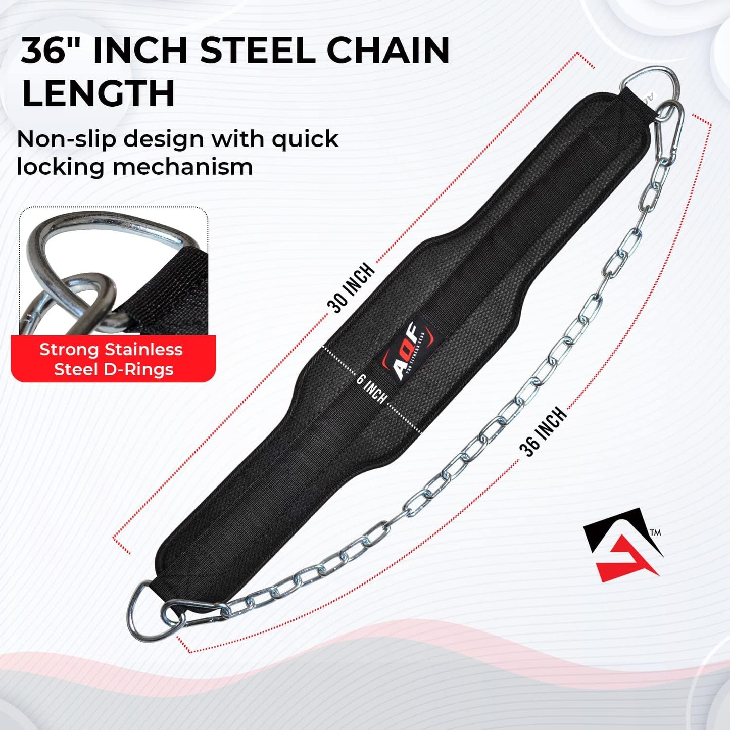Dip Belt for Weightlifting - Weight Belt with 36" Heavy Duty Steel Chain - Neoprene Padded Back Support Gym Lifting Belt for Powerlifting, Bodybuilding, Squat, Fitness & Pull up Training