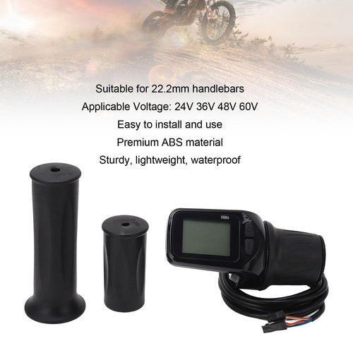 Leapiture Electric Bike Half Throttle Grip, S886 Electric Bike Throttle Handle with LCD Display Panel Headlight Interface 5P + 2P Ordinary Cable for 24V 36V 48V 60V