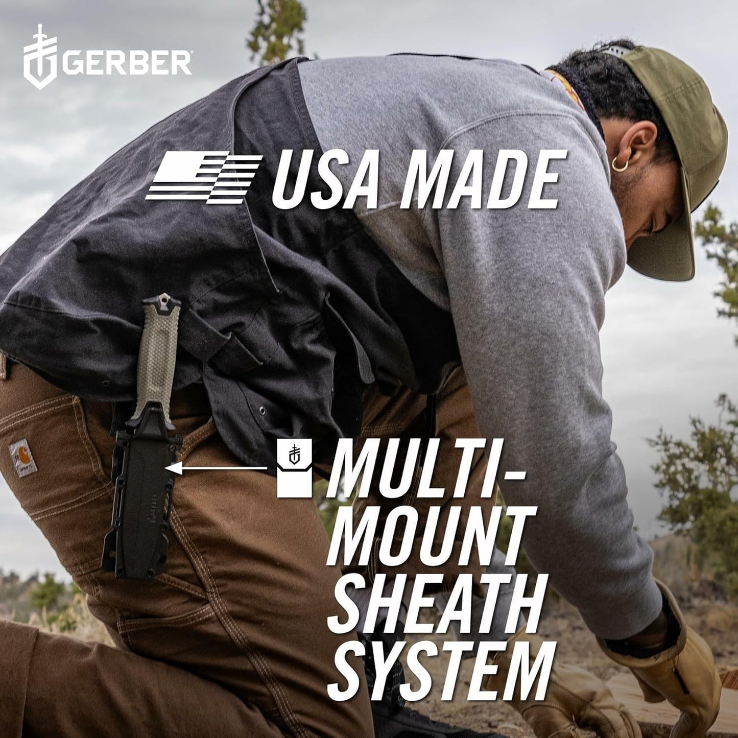 Gerber Gear StrongArm Knife - Fixed Blade - Tactical Knife for Survival Gear - Full Tang, 420HC Steel Blade - Camping Survival Knife - Made in USA - Plain edge, Coyote Brown