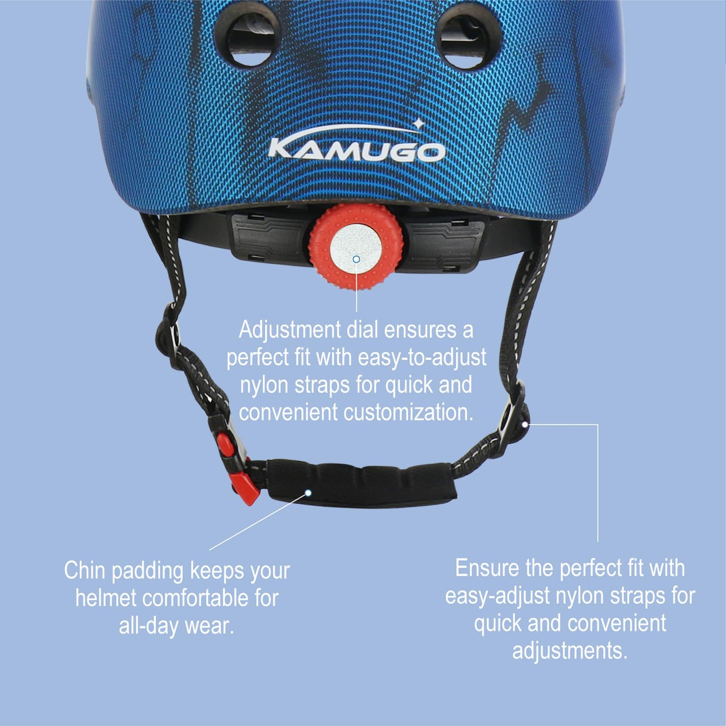 KAMUGO Kids Bike Helmet, Toddler Helmet for Ages 2-8 Boys Girls with Sports Protective Gear Set Knee Elbow Wrist Pads for Skateboard Cycling Scooter(Blue)