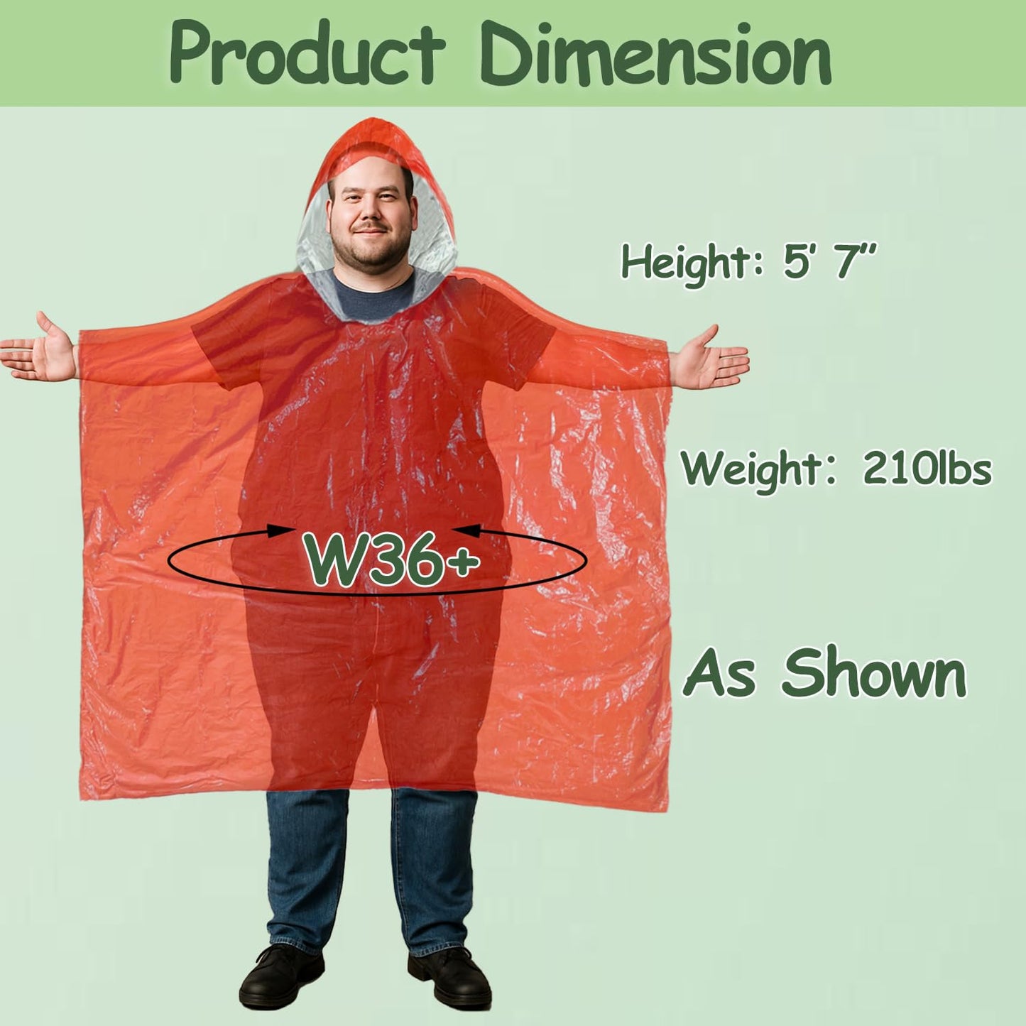 King Mills Plus Size Emergency Poncho, Mylar Poncho with Hood, Ideal Use as Emergency Blanket for Car, Mylar Emergency Blanket in Camping, Hiking, and Outdoor Activities, 8PK