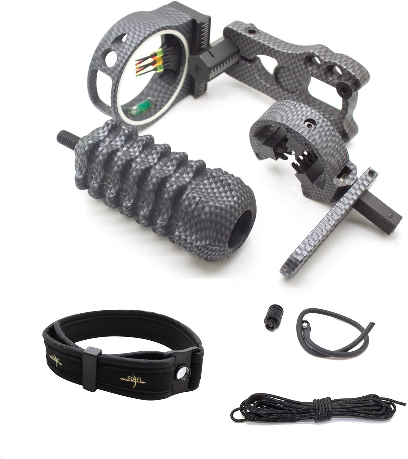Archery Essential Accessory Upgrade Combo 5-pin Bow Sight, Arrow Rest, Stabilizer, Braided Bow Sling, Peep Sight