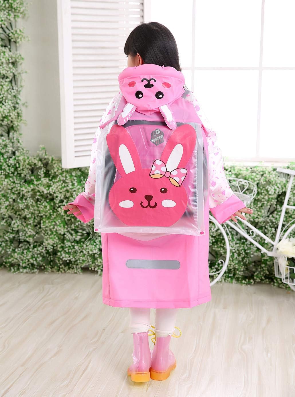 Kids Rain Coat for Kids Raincoat Girls Boys Reusable Rain Poncho Jacket Gear Schoolbag Position Packable Rainwear