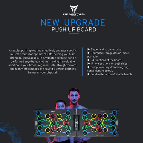 EPIC CORE FITNESS Push Up Board, Portable Multi-Function Foldable 32 in 1 Push Up Bar, Jump Rope and Push Up Handles, Strength Wrist Equipment for Men & Women, Professional Pushup System for Chest,