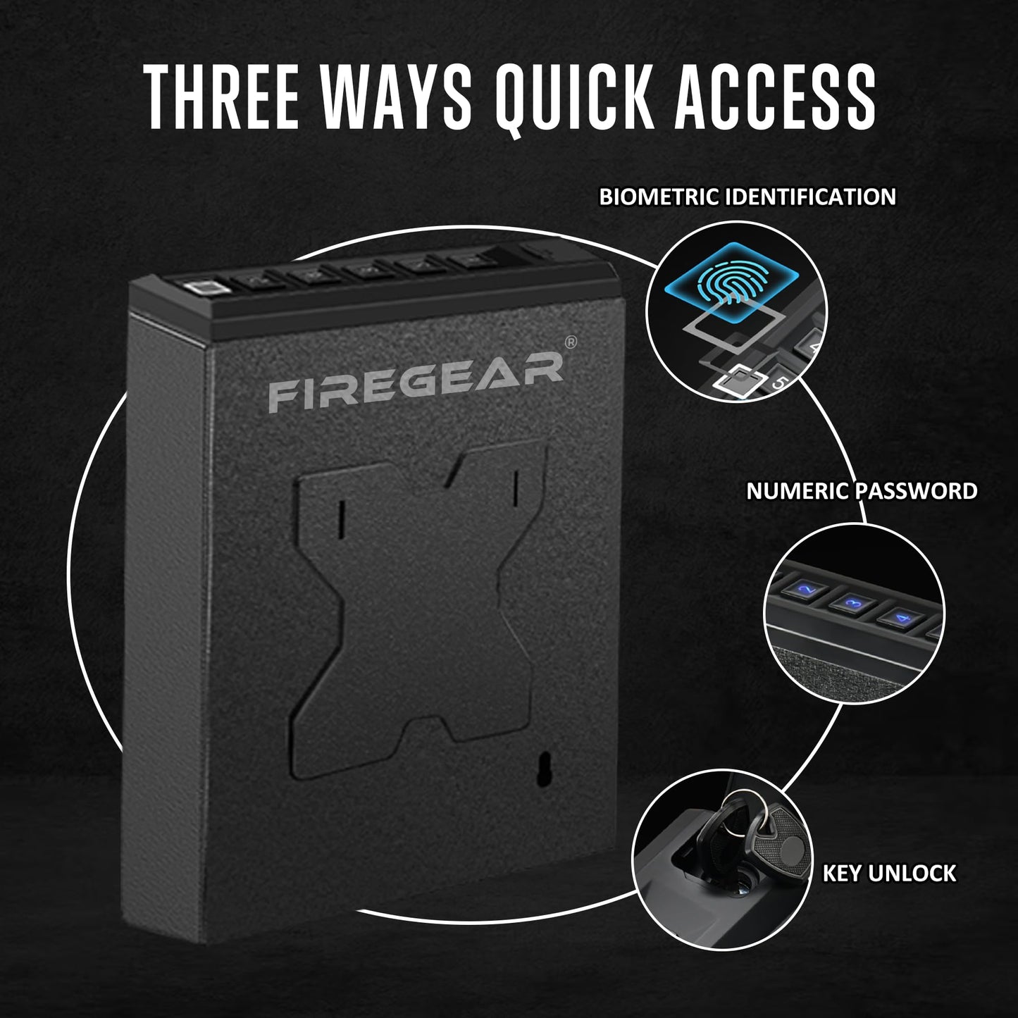 FIREGEAR Carbon Steel Gun Safe with Upgraded Biometric Sensor Unlocks in 0.5s, Stores 20 Fingerprints for Multi-User Access, Childproof Design - Bedside Storage, Nightstand Safe, Compact - Black