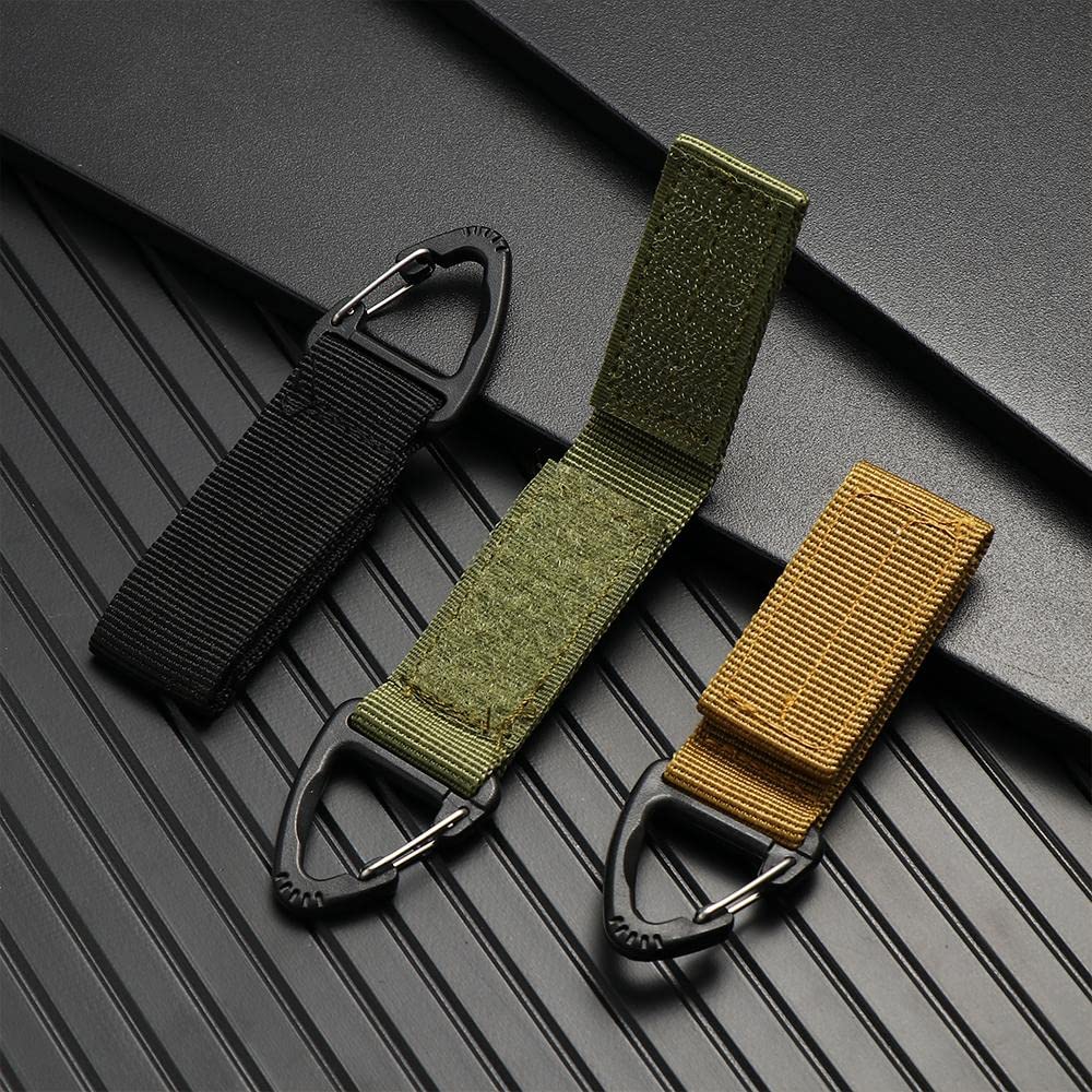 gofidin 3pcs Hanging Key Hook Clip Duty Belt Keeper with Tactical Holder Hooks Clamp Buckle Nylon Belt Clip Outdoor Buckle Strap Hunting Accessories Equipment