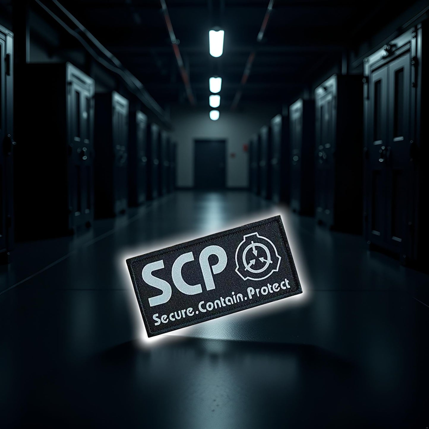 1Pc Black SCP Foundation Special Containment Procedures Foundation Logo Military Hook Loop Tactics Morale Luminous Patch Tactical Bag Accessories,Tactical and Personal Defense