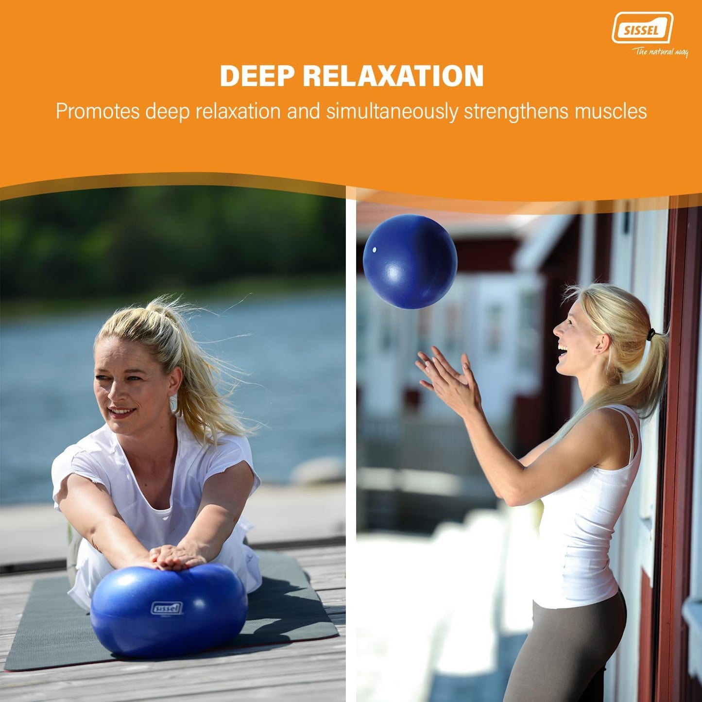 Pilates Soft Ball, 22 cm, Blue (Exercise-Balls, Yoga Gymnastics, Workout, Phthalate-free, Latex-free, 100 kg Weight Capacity)