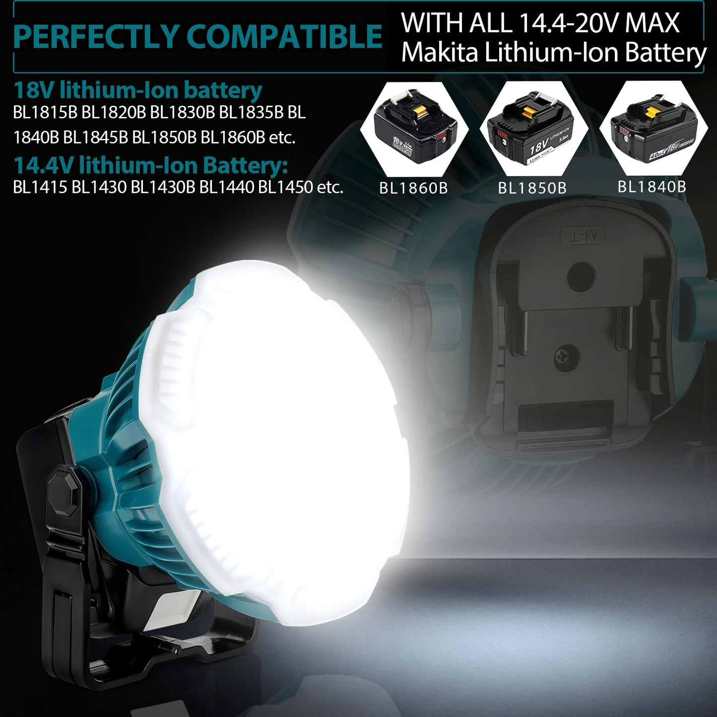 Adisipsoarin 2400LM LED Camping Lantern for Makita 18V LXT Lithium Battery, 24W LED Work Light for Car Repairing , Camping, Emergency and Hurricane, Hiking, Fishing