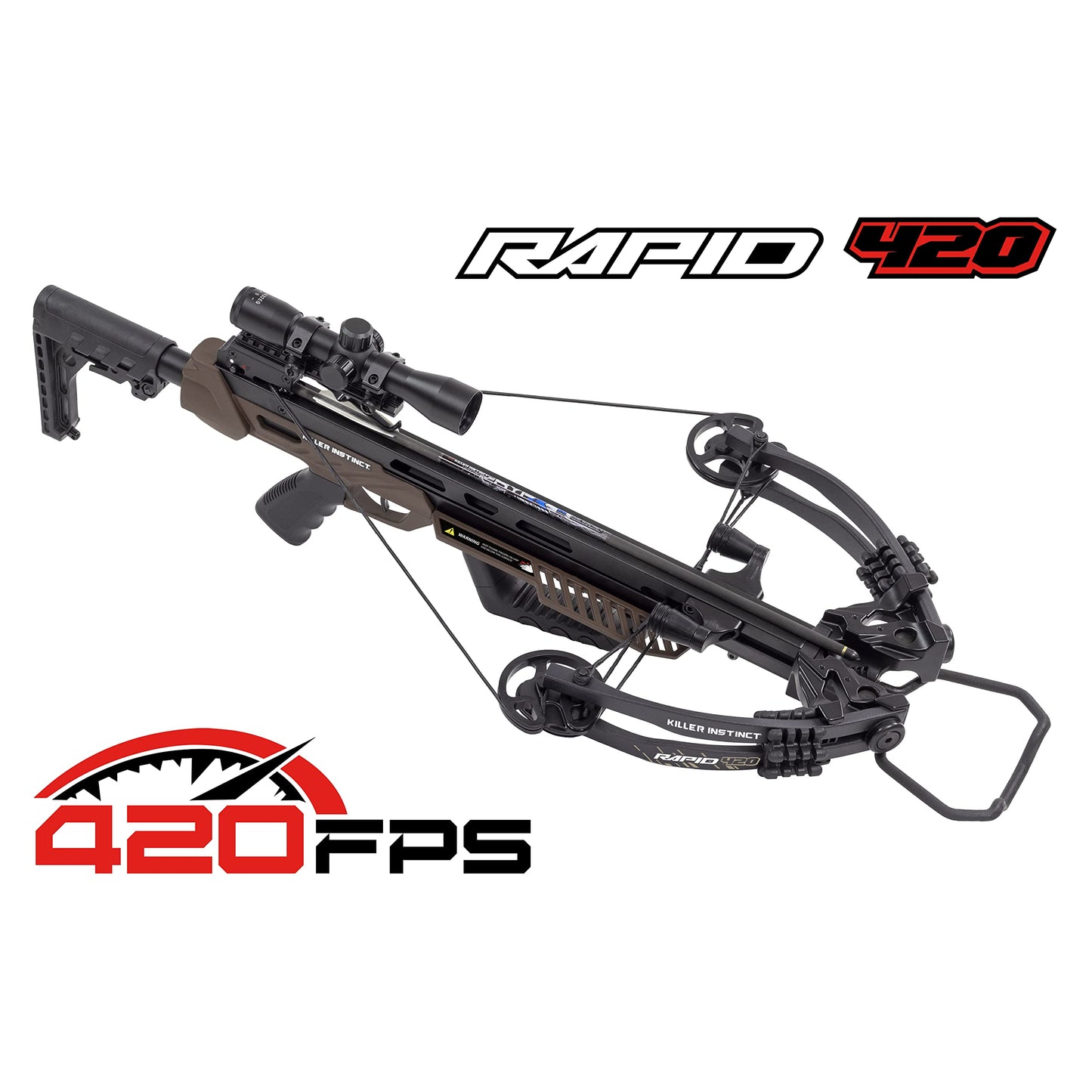 Killer Instinct Rapid 420 Crossbow - 420 FPS High-Speed Hunting Crossbow with 4×32 Scope, Rope Cocker, Arrows, Quiver & Rail Lube - Compact & Powerful Kit