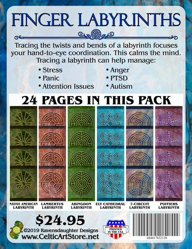 Finger Labyrinth Activity Pages Pack 2: Focus Tools for Stress, Anxiety & Attemtion Management