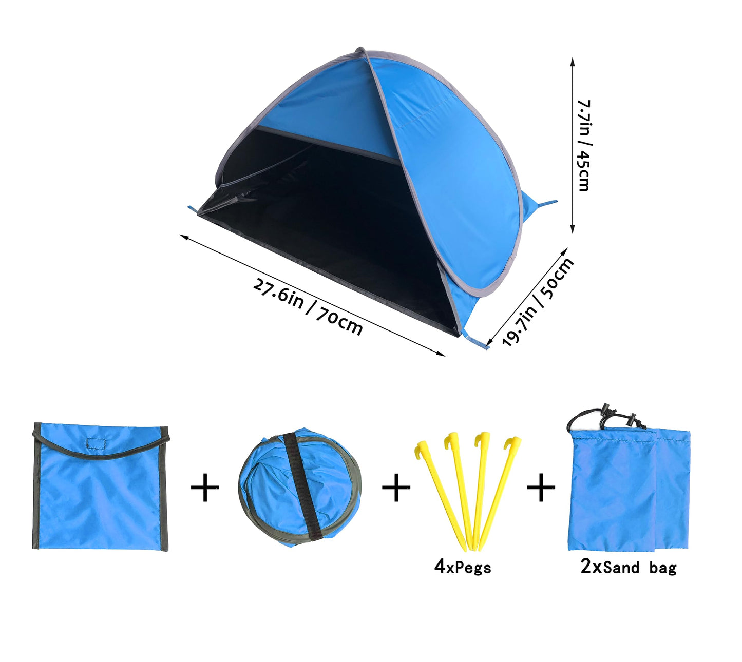 RXQNN Small Pop Up Beach Tent with Meshed Window, Portable Head Tent Beach Pet Shade for Small Dogs/Cats (Blue)