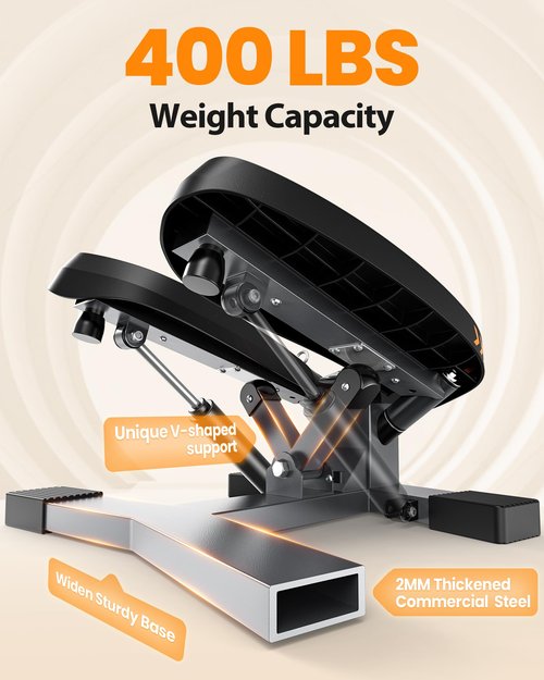 Sportsroyals, Mini Steppers for Exercise,Stair Stepper with Resistance Band, Hydraulic Fitness Stepper Exercise Home Workout Equipment for Full Body Workout, 330lbs Weight Capacity