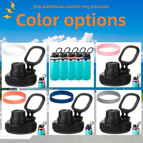 Hydro Flask Wide Mouth Lids - Chug Lid Replacement Sport Cap for 16, 20, 24, 32, 40 OZ (Black+White)