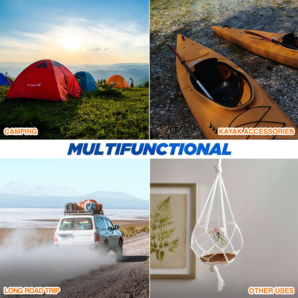 3/16" x 98' (4 mm x 30 m) 16 Strand Strong Heavy-Duty Tactical Cord, Clothes Line Camping Utility - All-Purpose Lightweight Diamond Braid Rope for Tie, Pull, Swing, Knot