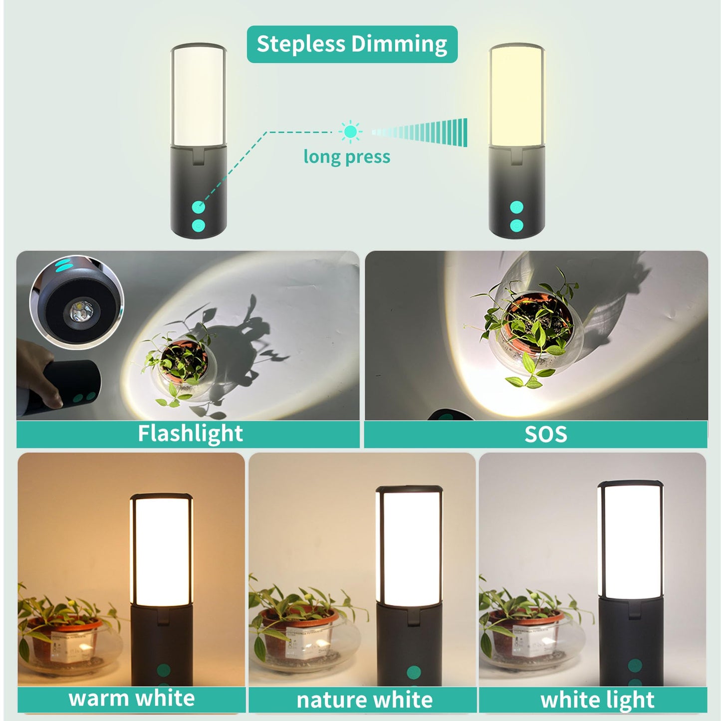 JINHODY Rechargeable LED Lantern - 8000mAh Solar Powered, 4000LM Camping Lights for Indoor/Outdoor Use, USB Charging, Emergency Flashlight