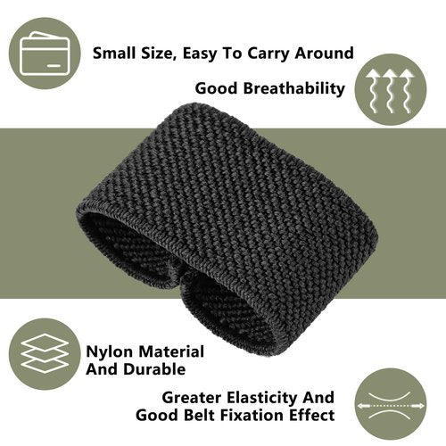 Giantree 6 Pcs Elastic Belt Keepers, 1.5" Wide for Duty Belt, Backpack Strap Retainer, Sling Loop (Black)