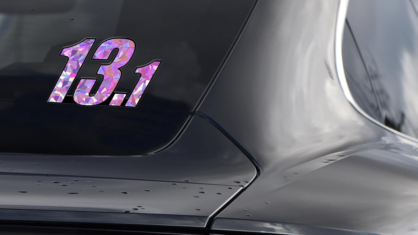 Elektroplate Half Marathon 13.1 Silver Metallic Reflective Decal (3.25” x 2.25”) | Premium Glossy All Weather Vinyl Sticker for Car, Water Bottle, Laptop, Tablet, Cooler, Phone | Made in The USA