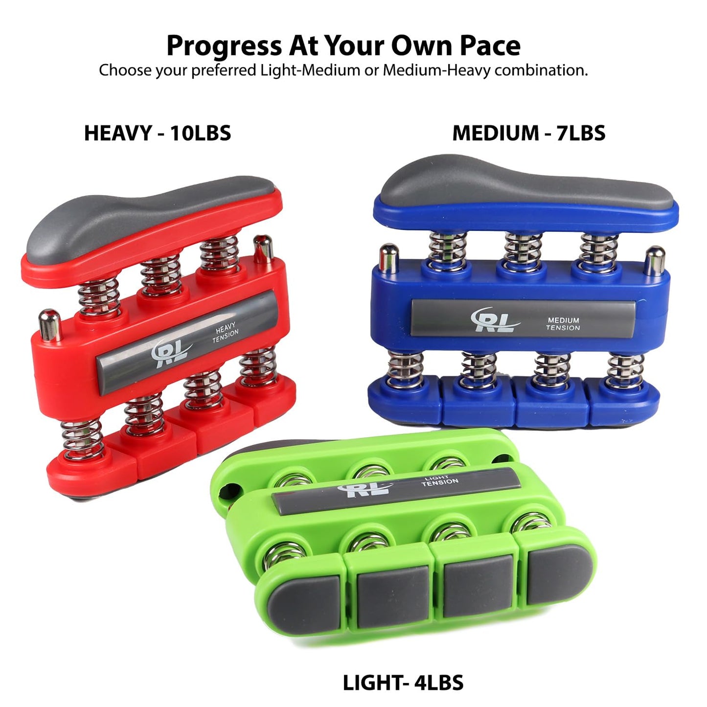 Finger Strengthener, Forearm and Hand Exerciser & Strengthener, Workout Equipment for Musician, Rock Climbing and Therapy, Hand Strengthening Rehab - Light Medium 2Pack