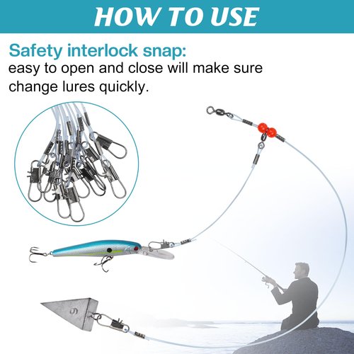 Fishing Leaders Saltwater Tackle Surf Fishing Rigs with Swivel Snaps High Strength Nylon Wire Leader Fishing Bottom Rigs Saltwater Fishing Gear Equipment(1rd-12pcs)