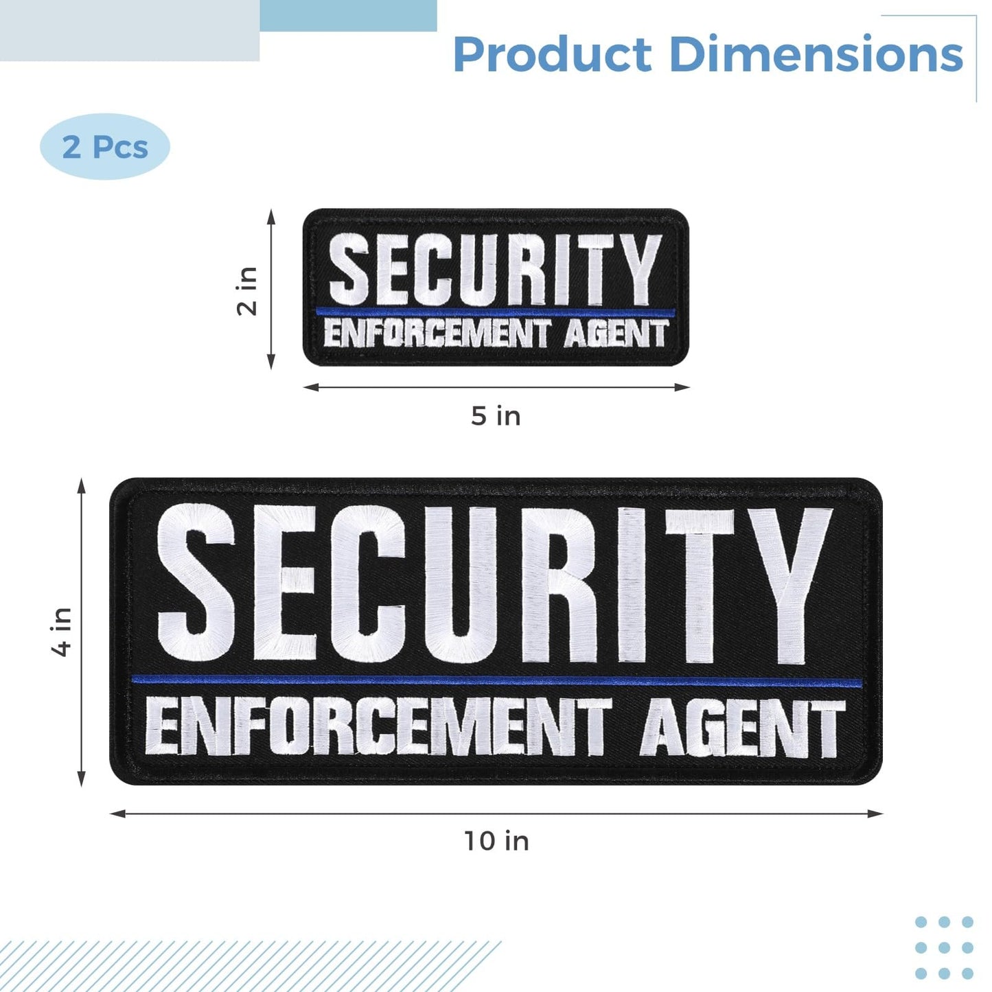 2 Pcs Security Patches for Vest, Security Enforcement Agent Patches, Security Velcro Patch with Sticking Fasteners for Uniforms, Jackets, One Small and One Large