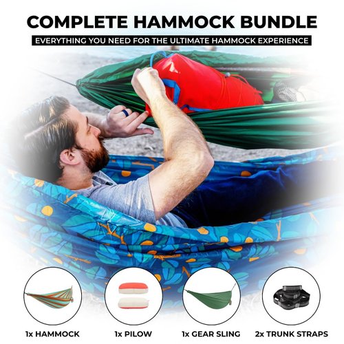 Grand Trunk Ultimate Hammock Bundle – Outdoor Hammock with Heavy-Duty Straps, Travel Pillow & Compact Storage (Red Diamond)
