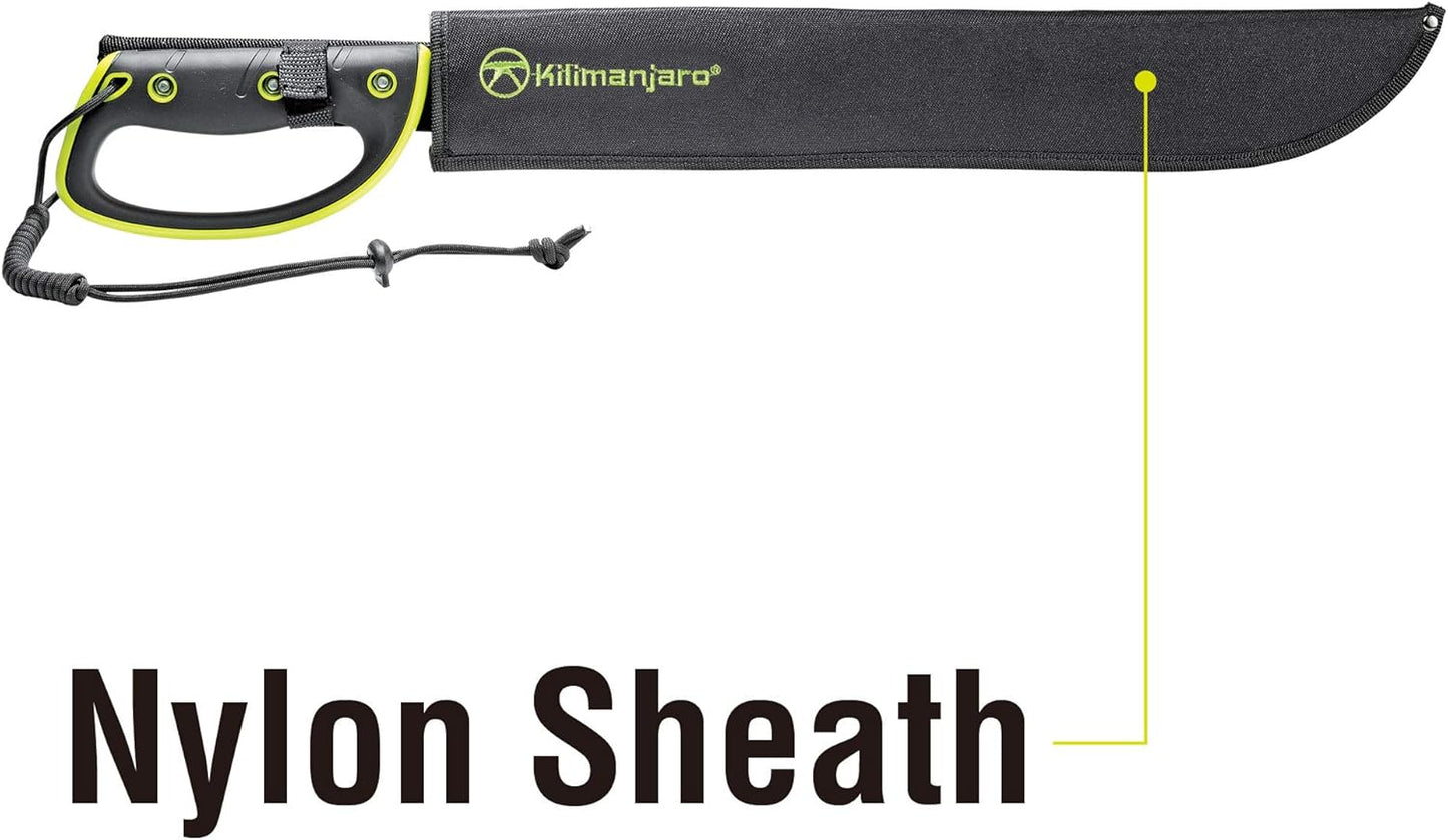 Kilimanjaro 24 Inch Machete Serrated Knife, Drop Point Tip to Saw Cut Branches, Clearing Brush, Gardening, Hiking, Outdoors Black Finish 910039