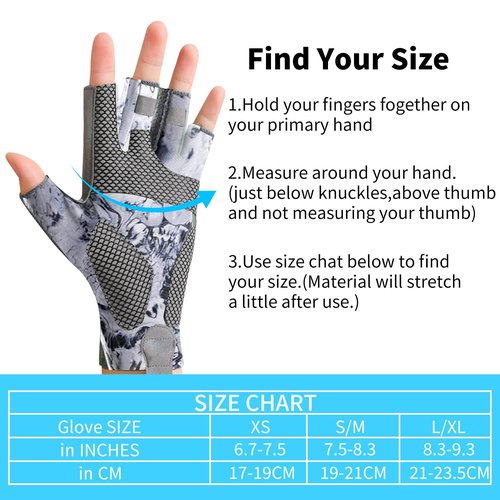 ievei Sun Gloves UPF 50+ Fishing Gloves, Fingerless Sun Protection UV Protection Fishing Gloves Men/Women for Kayaking, Hiking, Paddling, Driving (Grey, Large)