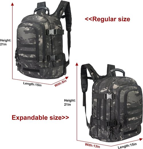HYKING Large Tactical Expandable Backpack 39L-64L Military Bug Out Bag With Waist Strap