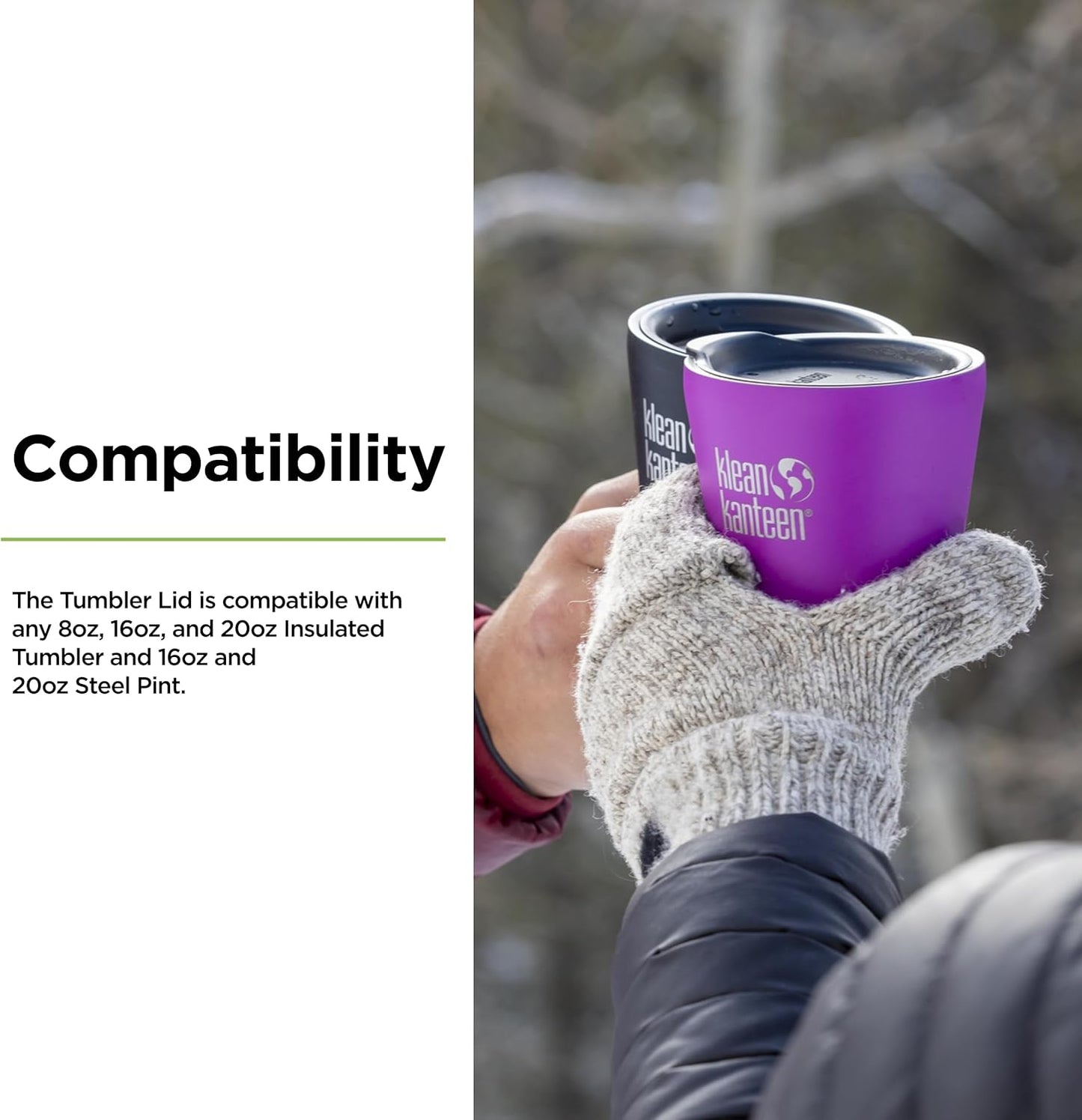 Klean Kanteen Tumbler Lid - Dishwasher-Safe, BPA-Free Lid for Tumblers - Premium Lid Replacement - Black