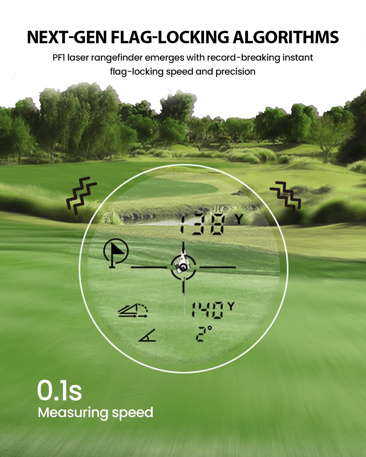 MiLESEEY PF1 1000 Yards Golf Rangefinder with Slope Switch, All Weather Golf Range Finder, 0.1s Flag Lock with Pulse Vibration, IP65 Waterproof, 7.5° Wide View, Continuous Scan Mode (PF1-White)