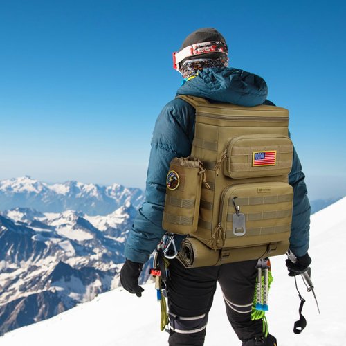 TACTICISM Tactical Cooler Backpack 25L - Insulated Lunch Backpack with Molle Water Bottle Holder for Men Women Adult - TBF002(Brown)