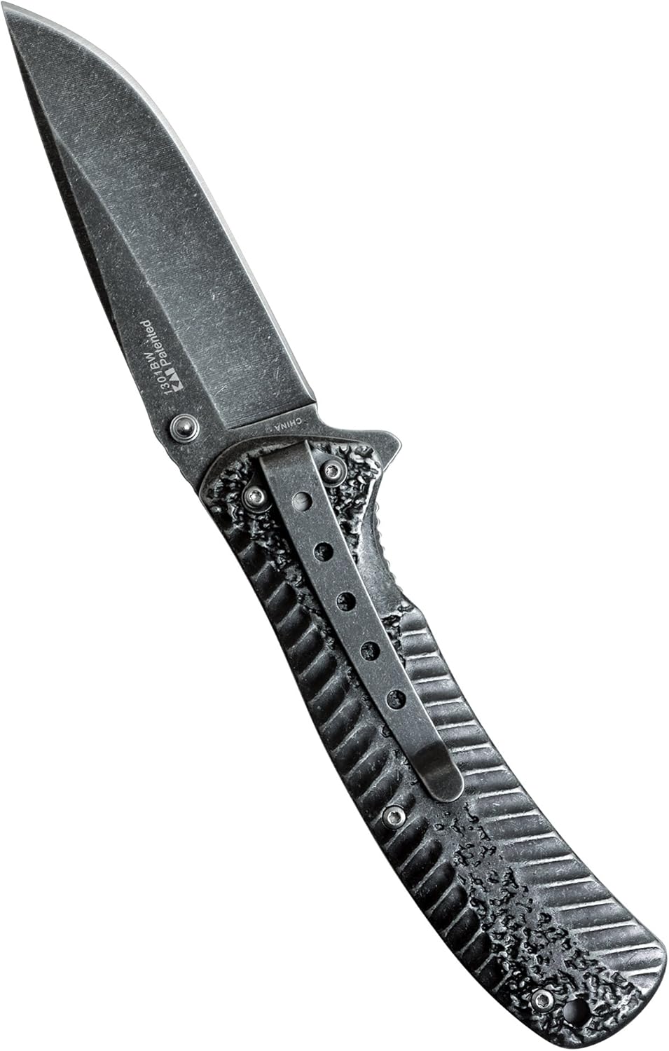 Kershaw Starter Folding Pocket Knife (1301BW); 4Cr14 Steel Blade With Black-Oxide BlackWash Finish, SpeedSafe Assisted, Single-Position Deep Carry Clip; 3.5 oz., 3.5 In. Blade, 7.9 In. Overall Length