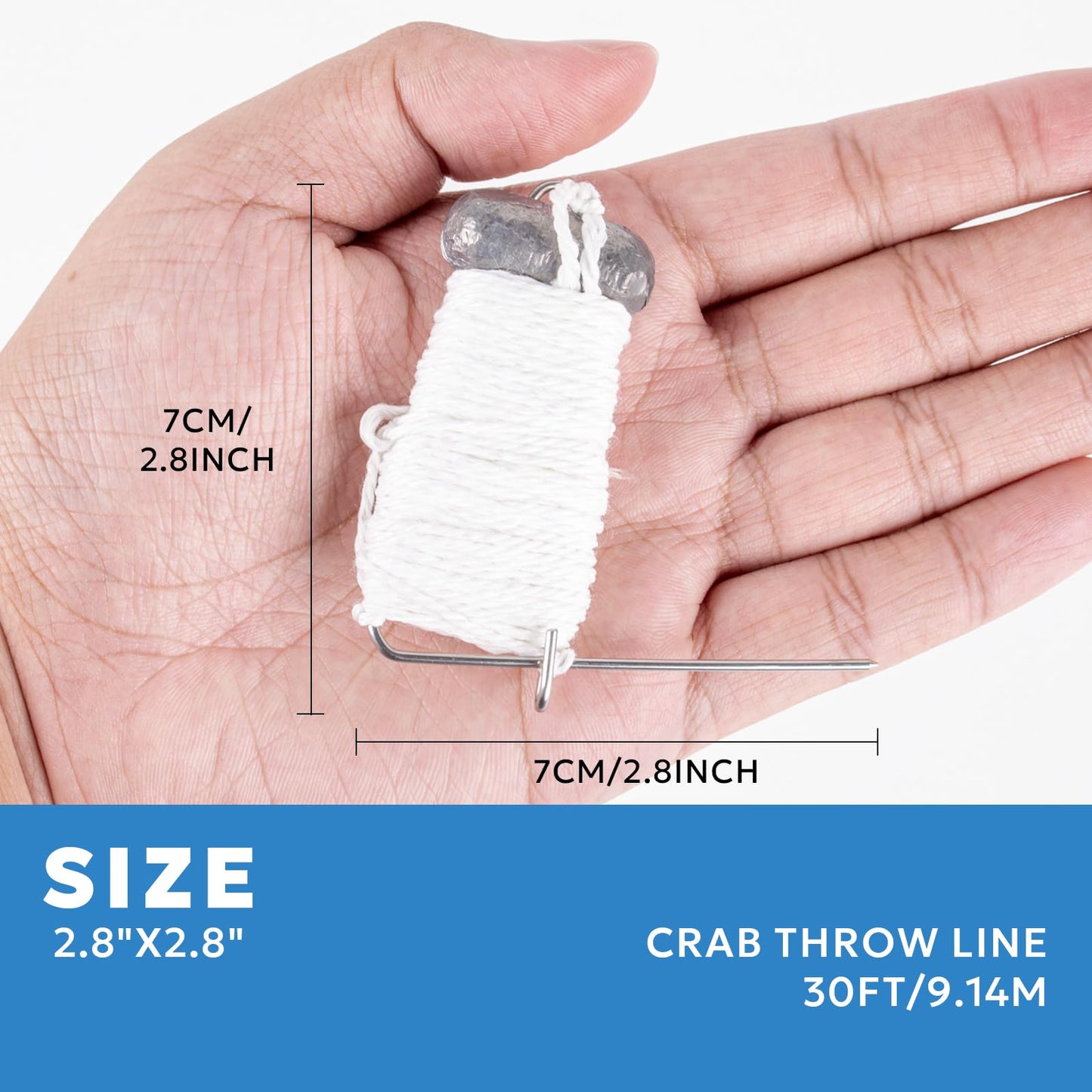 A1FISHER 3Packs Crab Throw Line Length 30FT/9.14M with 4OZ Lead Weight Crab Trap Line