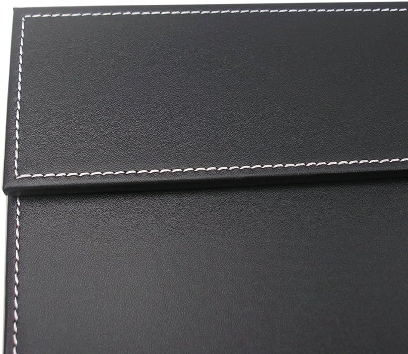 KINGFOM Ultra-Smooth PU Leather Desk Pad & Mat Office Desk Drawing & Writing Board A3/ A4 File Paper Clip Table Protector Mat on Top Large 24''x18'' (Black)