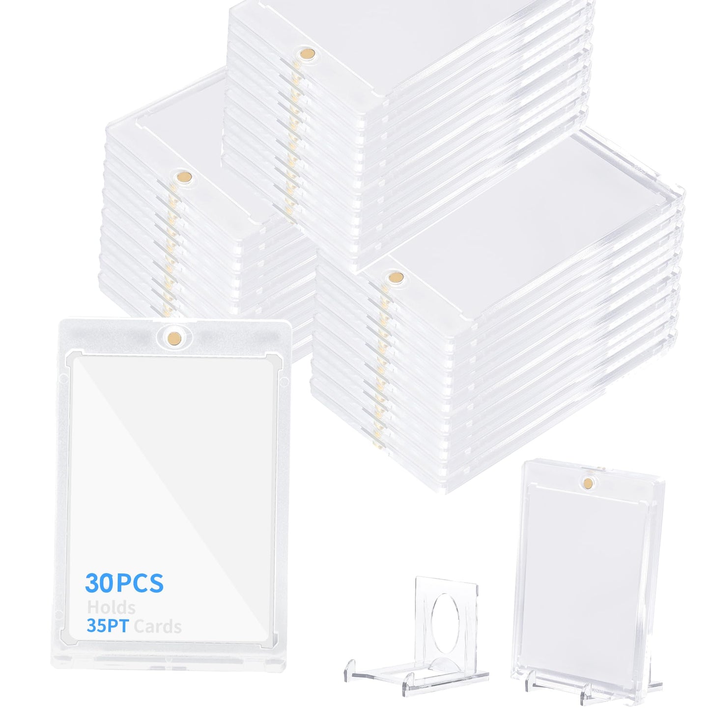 30+5 Magnetic Baseball Card Protector Display Stands, Hard Acrylic Cases, Fit Standard 35PT