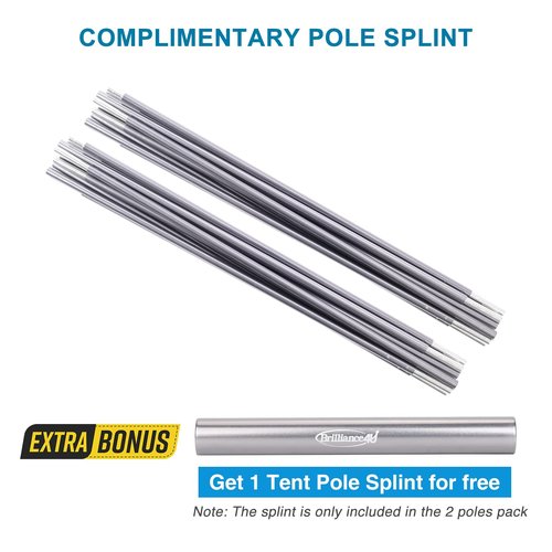 BRILLIANCE4U Grey Tent Poles Replacement, Pre-Assembled Aluminum Tent Poles 14ft 8.7 in, 7001 T6 Heated Lightweight Tent Rod Outer Diameter 0.33” 8.5mm 2 Packs